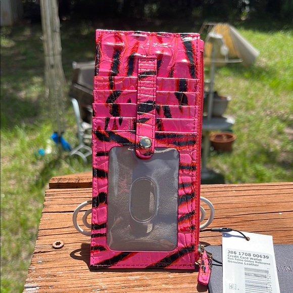 Brahmin pink feline ombre, Melbourne, leather credit card wallet - Picture 2 of 4